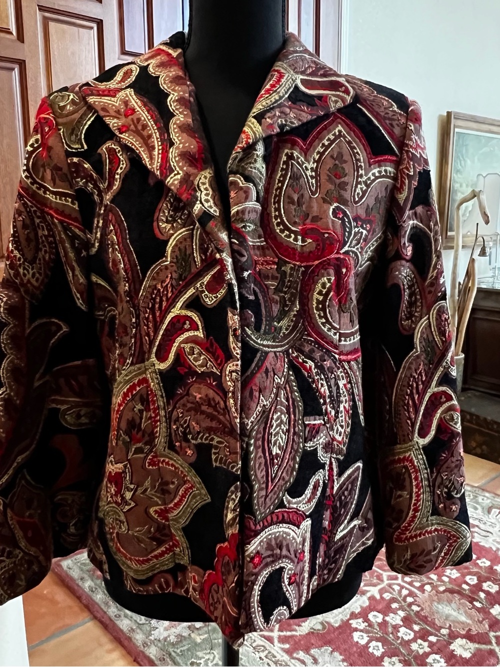 Collection By Harve Benard Blazer Womens 10 Tapestry Paisley Jacquard Lined